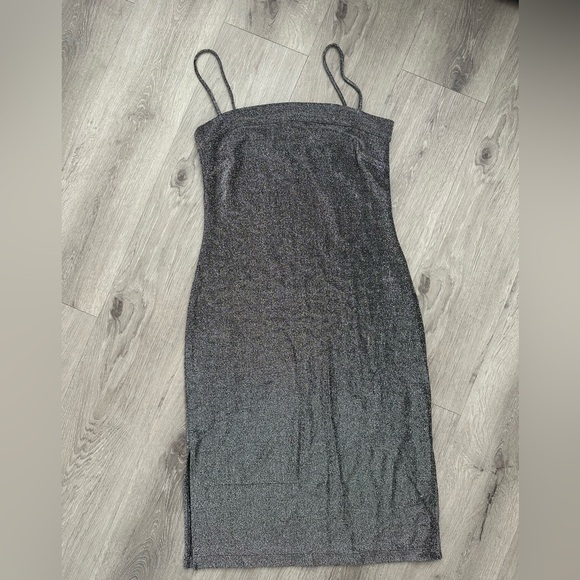 Joules Strapless Charcoal Glitter Dress - Picture 1 of 4